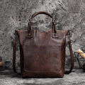 Vintage Solid Genuine Leather Handbag For Women