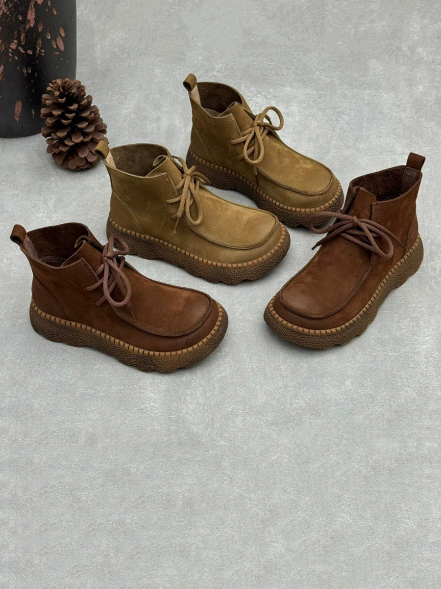 Women Genuine Leather Autumn Platform Boots