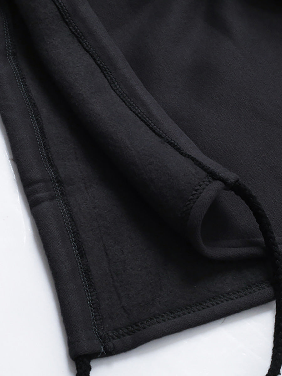 Plus Size Hooded Drawstring Irregular Hem Casual Cotton Dress