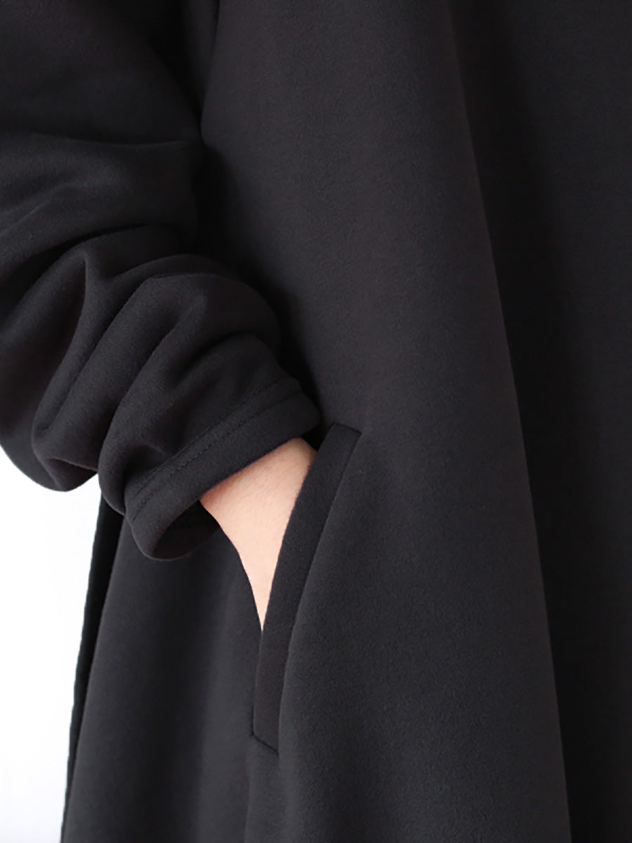 Plus Size Hooded Drawstring Irregular Hem Casual Cotton Dress