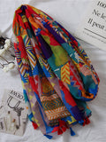 Women Vintage Sunscreen Tessel Printed Scarf