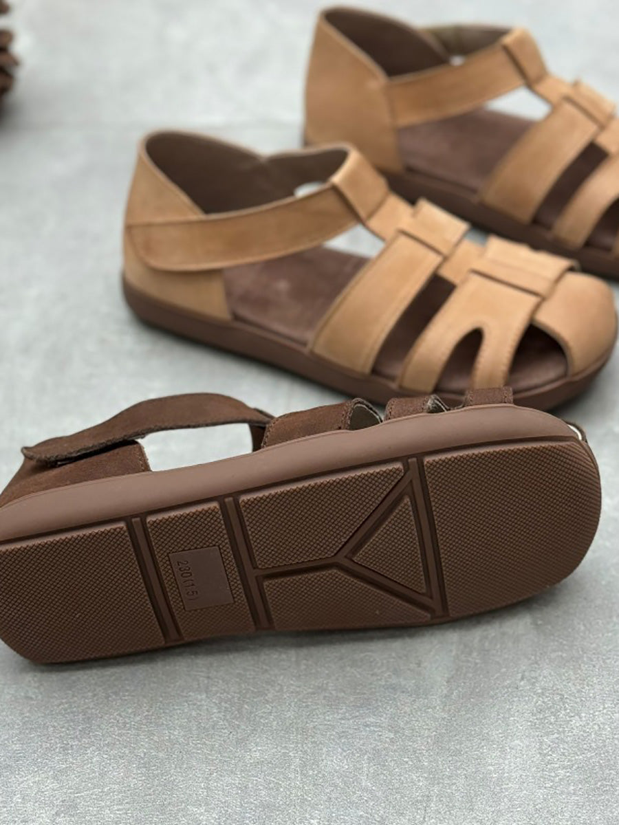 Women Summer Vintage Summer Leather Spliced Sandals