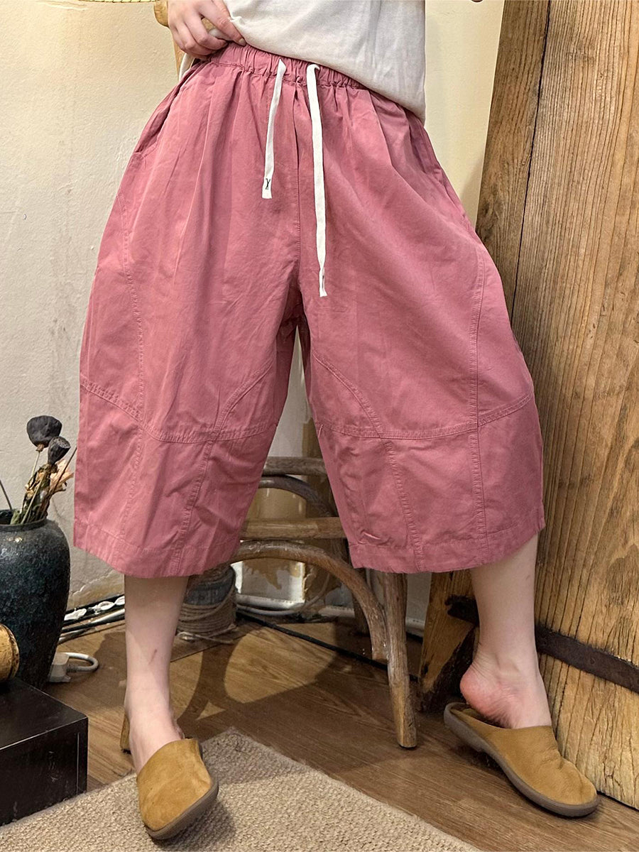 Plus Size Women Summer Casual Solid Wide-leg Shorts