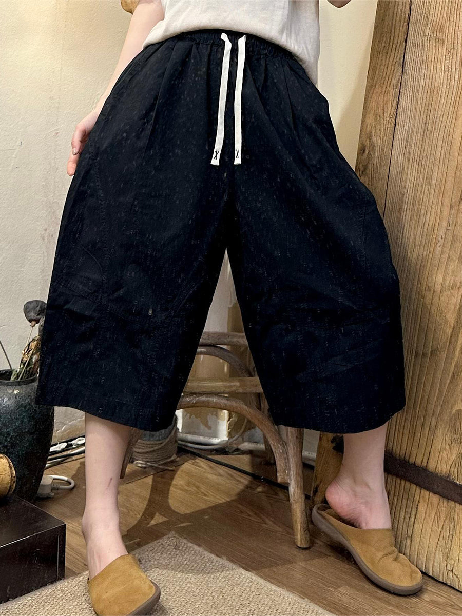 Plus Size Women Summer Casual Solid Wide-leg Shorts