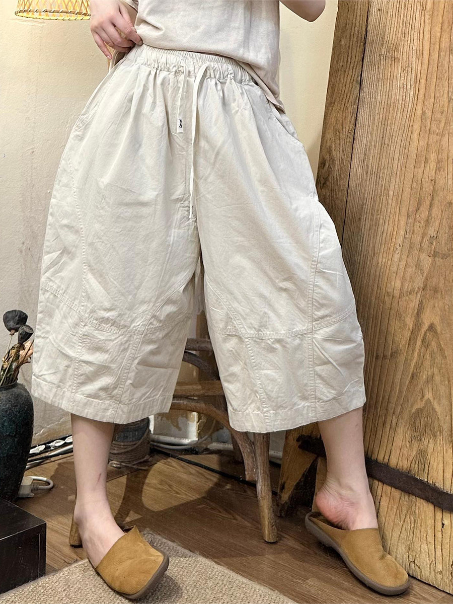 Plus Size Women Summer Casual Solid Wide-leg Shorts