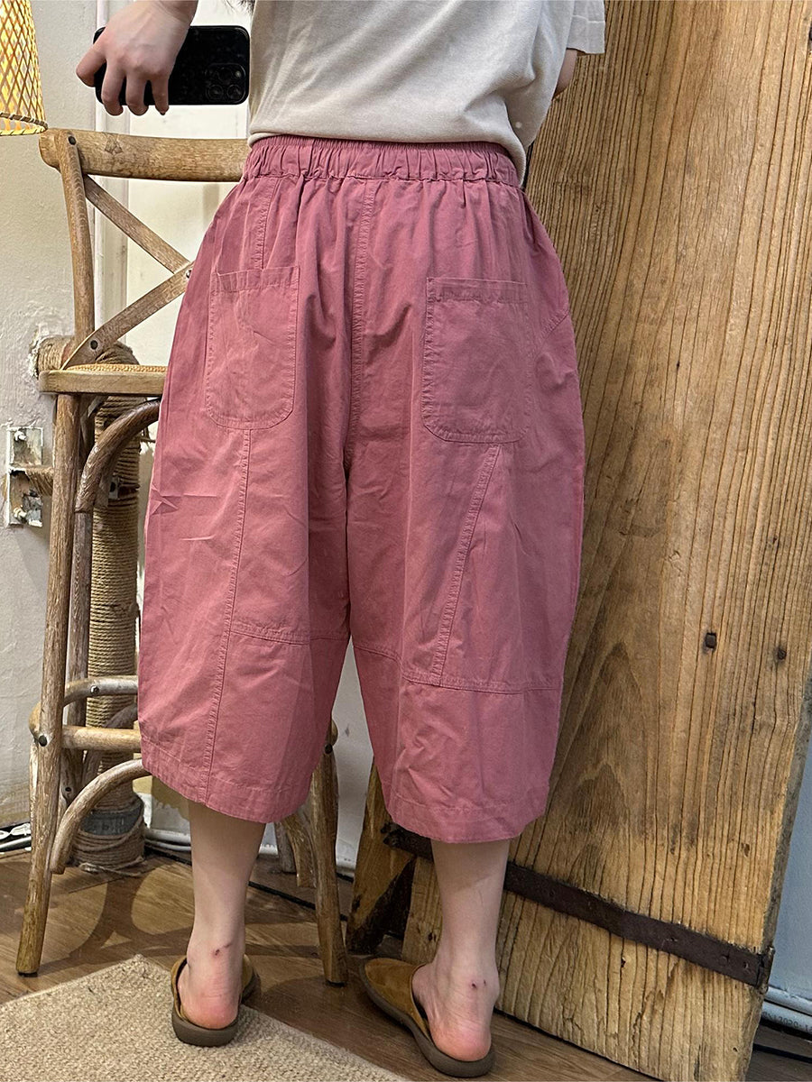 Plus Size Women Summer Casual Solid Wide-leg Shorts