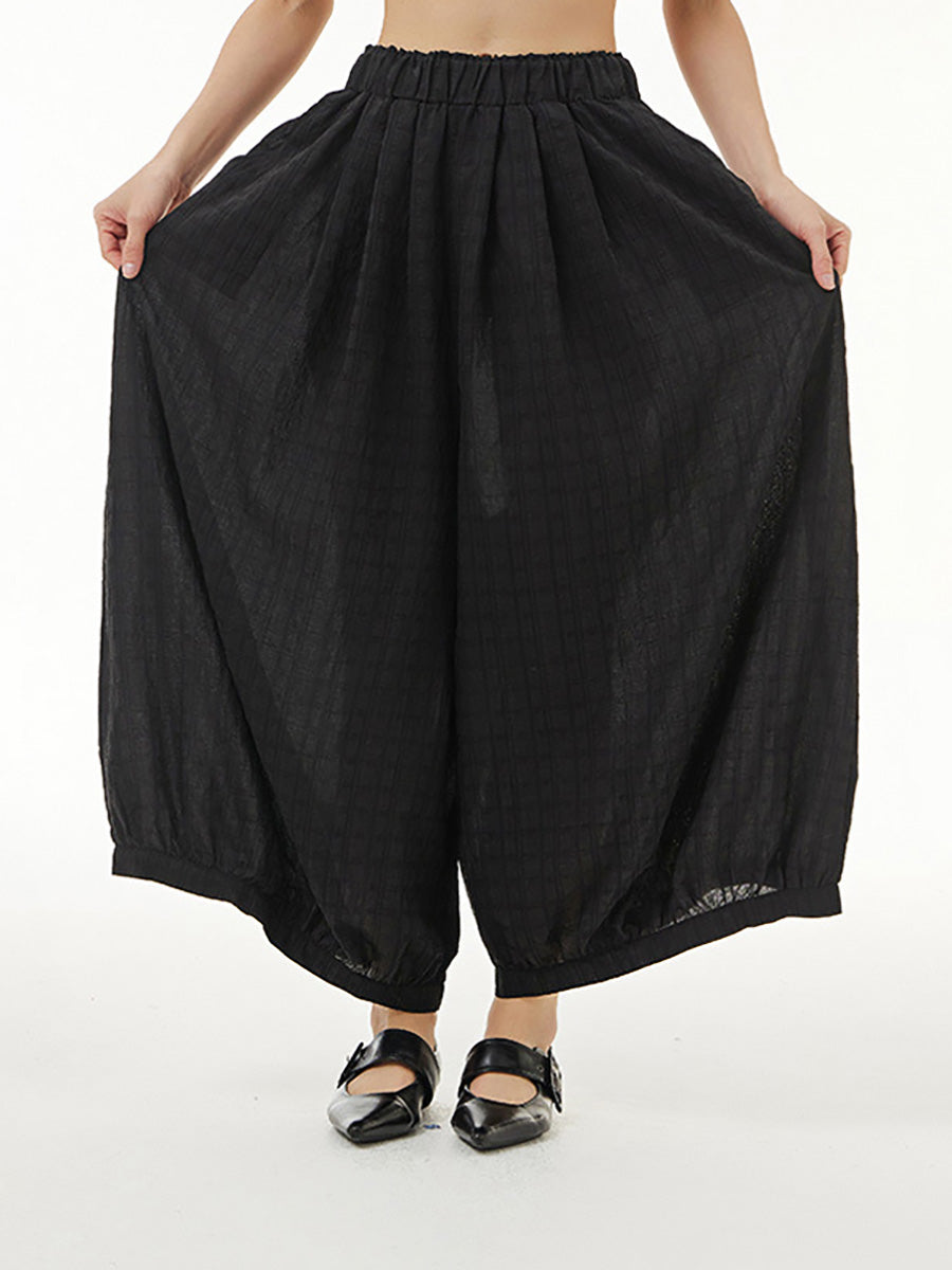 Women Summer Artsy Plaid Loose Thin Harem Pants