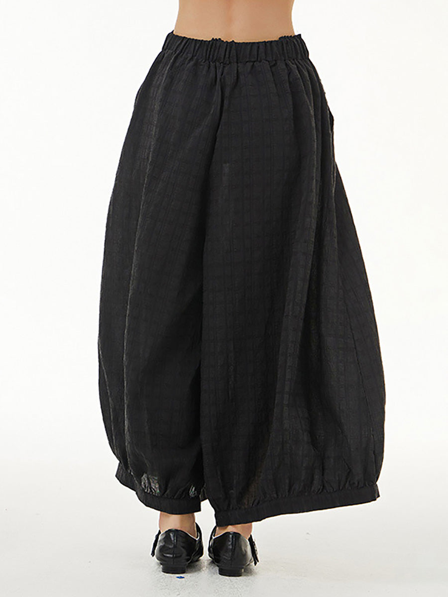 Women Summer Artsy Plaid Loose Thin Harem Pants