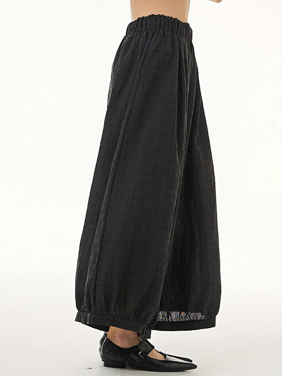 Women Summer Artsy Plaid Loose Thin Harem Pants