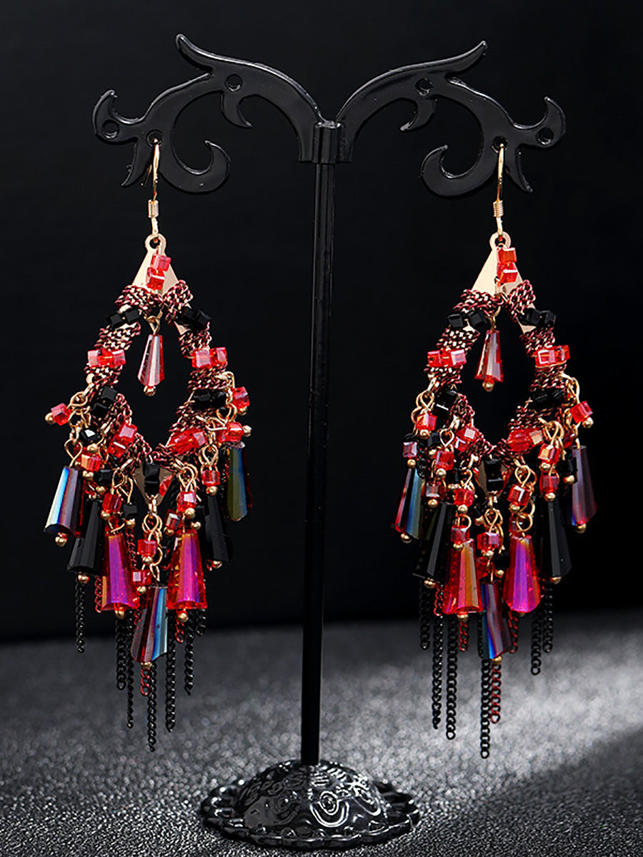 Bohemia Women S925Silver Tassel Pandent Earrings