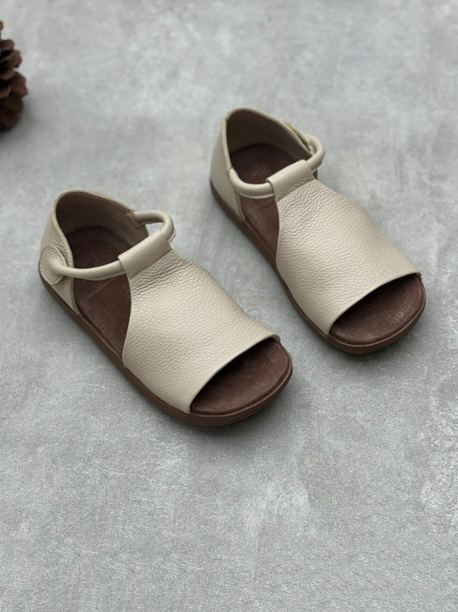 Women Summer Soft Genuine Leather Flat Sandals