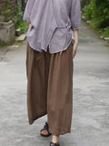 Women Vintage Solid Artsy Straight Pants