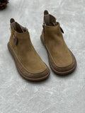 Women Auutmn Vintage Leather Solid Boots