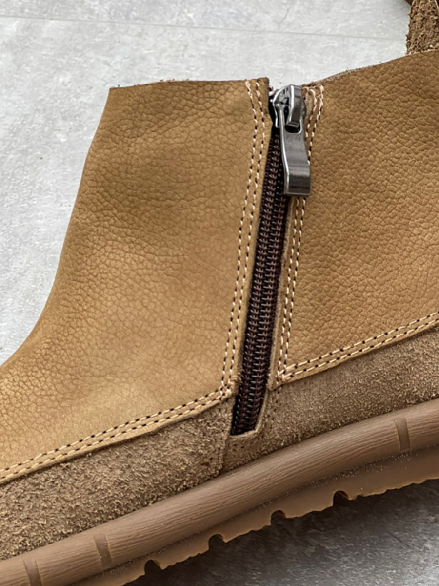 Women Auutmn Vintage Leather Solid Boots