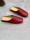 Women Summer Casual Solid Soft Genuine Leather Slippers