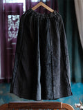 Women Vintage Cotton Spliced Loose Raw-edge Skirt