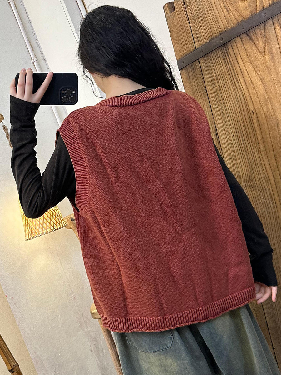 Women VintageTwist V-Neck Vest