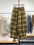 Plus Size Women Autumn Retro Plaid Loose Harem Pants