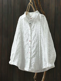 Plus Size Women Spring Artsy Embroidery Shirt