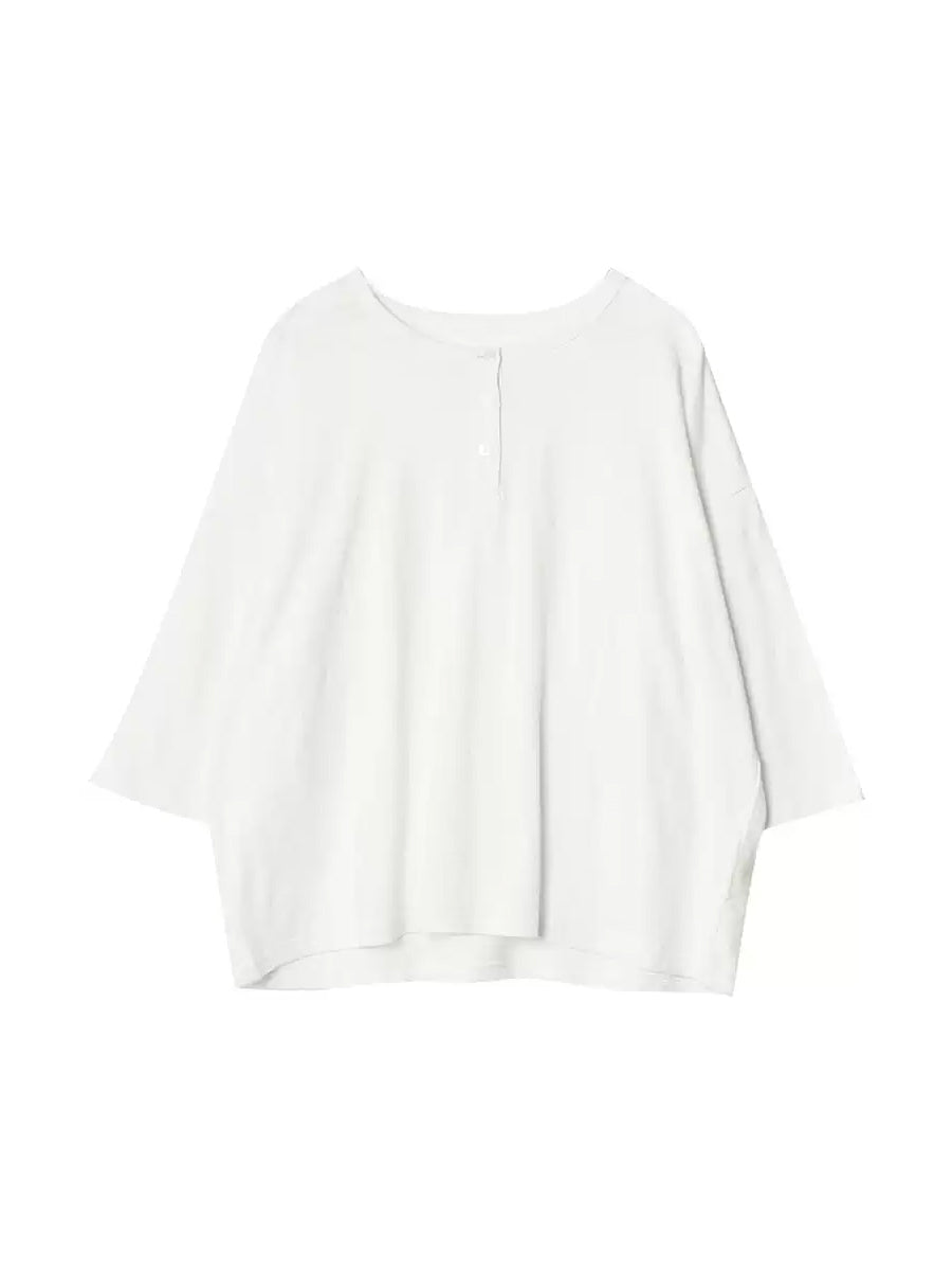 Plus Size Women Summer Casual Pure Color O-Neck 100%Cotton Blouse