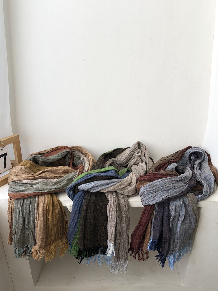 Spring Colorblock Tassel Soft Shawl Scarf