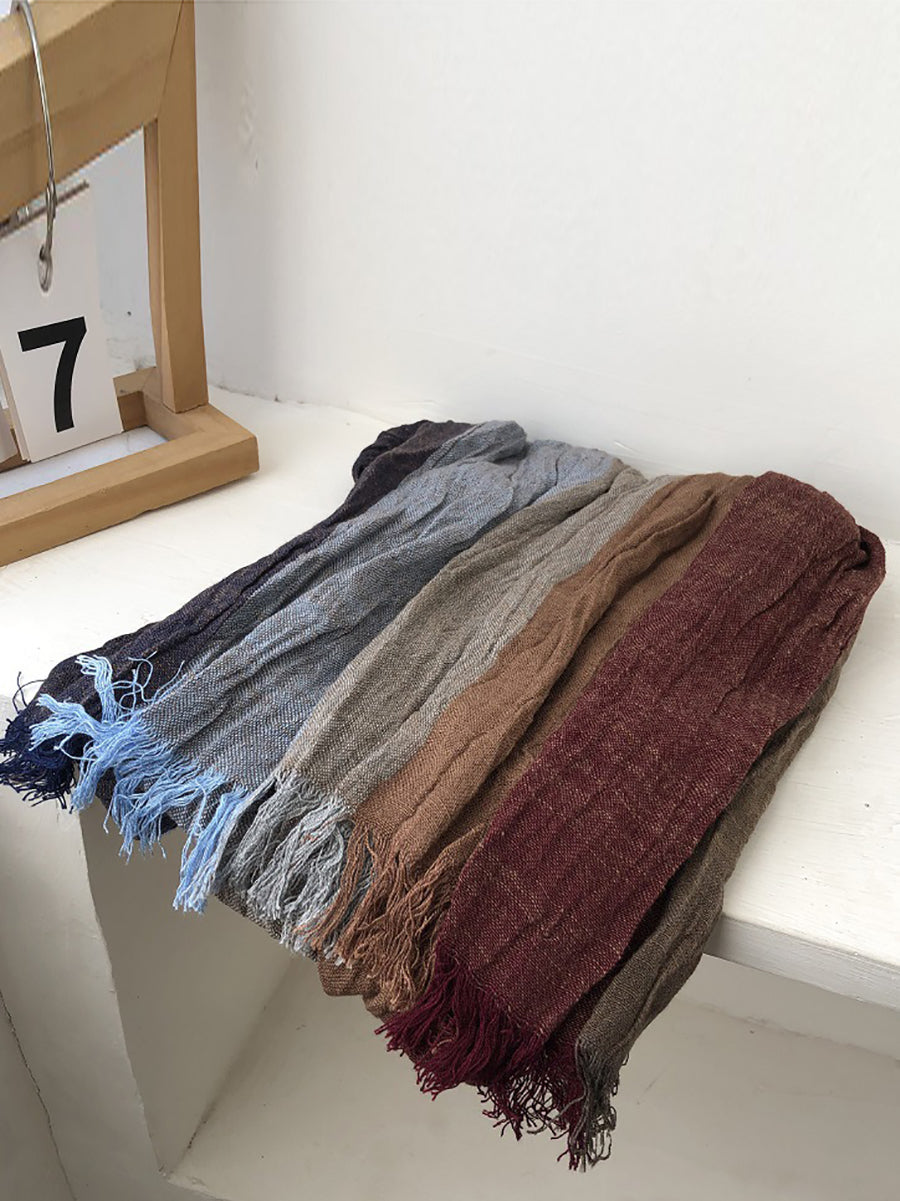 Spring Colorblock Tassel Soft Shawl Scarf