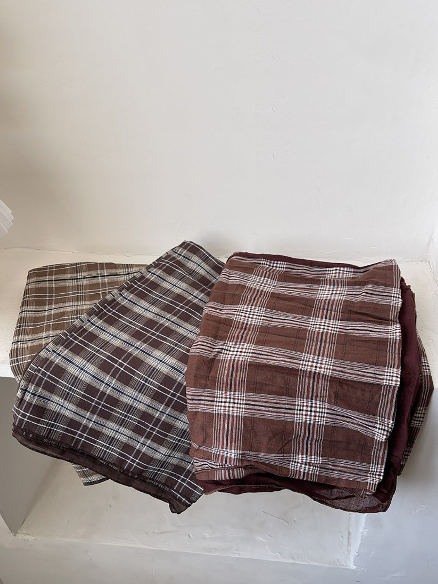 Vintage Plaid Spliced Shawl Scarf