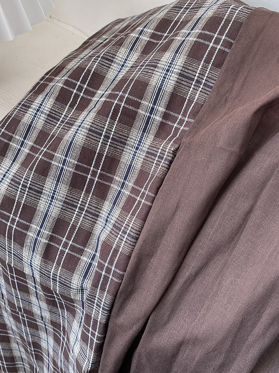 Vintage Plaid Spliced Shawl Scarf