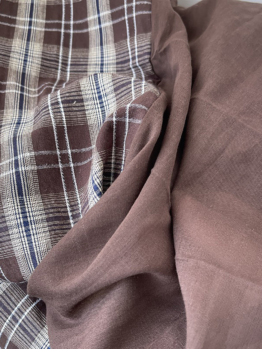 Vintage Plaid Spliced Shawl Scarf