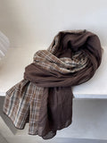 Vintage Plaid Spliced Shawl Scarf