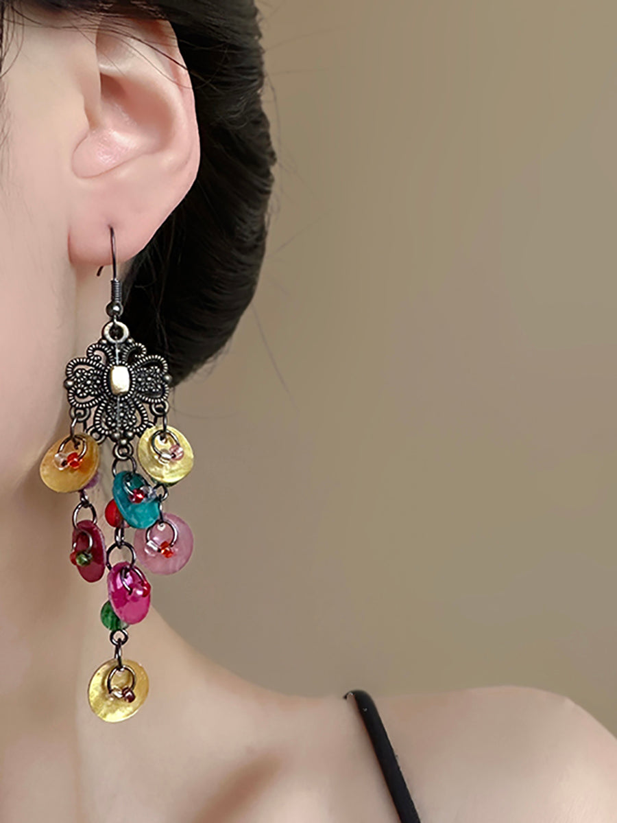 Women Bohemia Shell Alloy Tassel Earrings