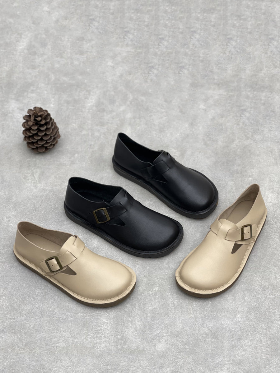 Women Summer Casual Soft Leather Flat Shoes