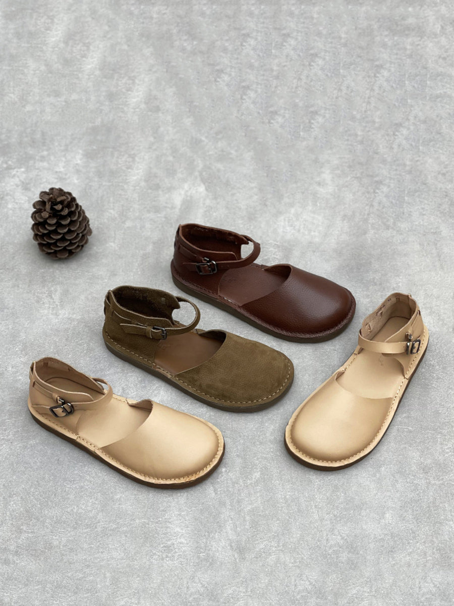 Women Genuine Leather Summer Flat Sandals