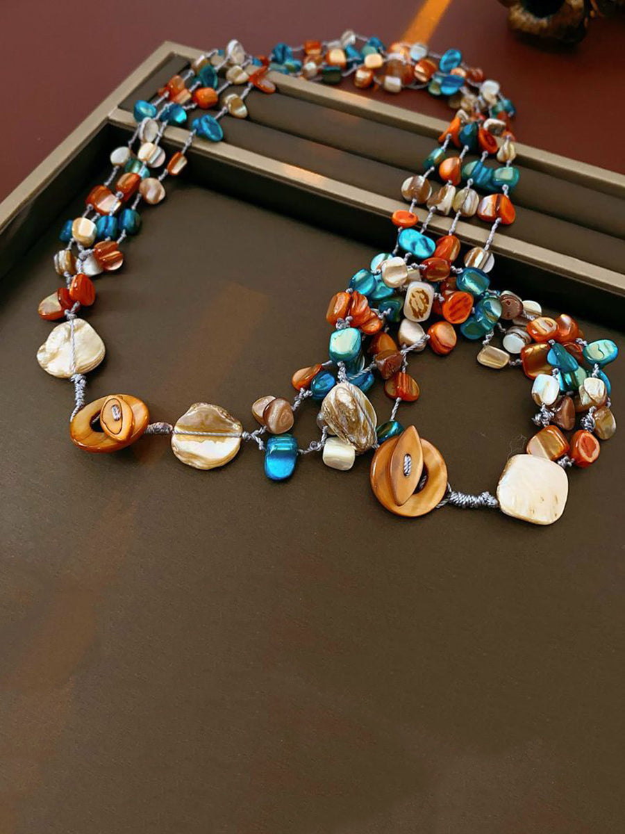 Bohemia Colorful Stone Shell Multilayer Necklace