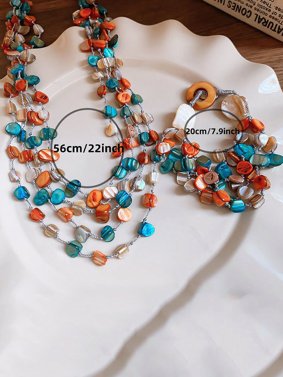 Bohemia Colorful Stone Shell Multilayer Necklace
