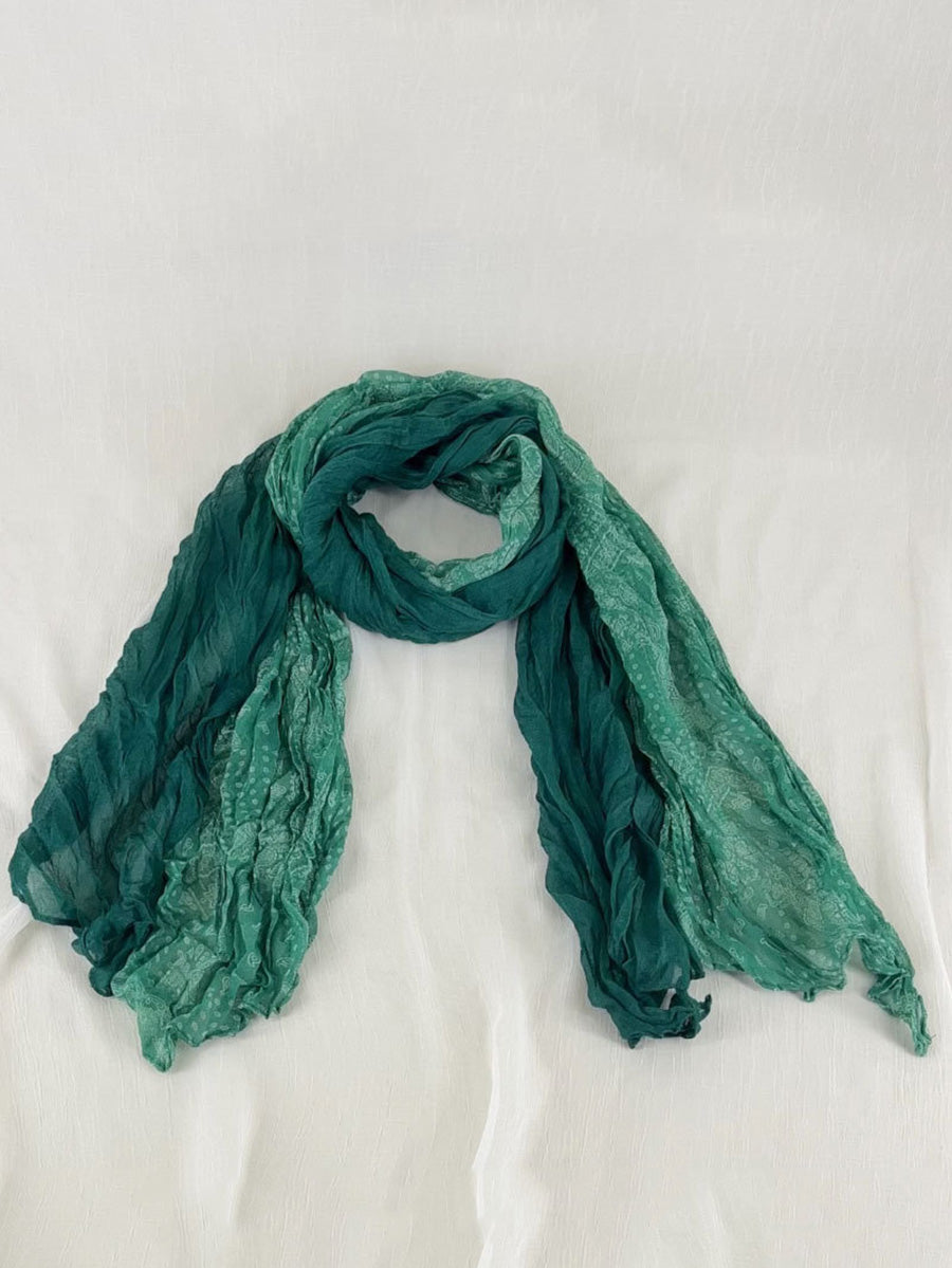 Women Summer Vintage Spliced Pleated Scarf
