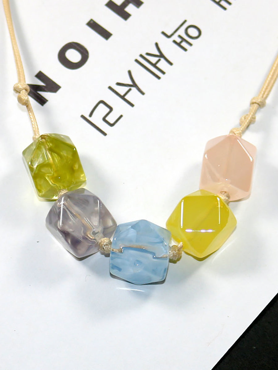 Women Artsy Colorful Acrylic Pendant Necklace