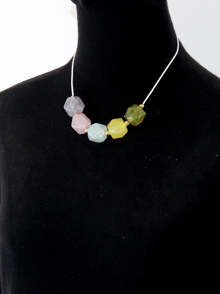 Women Artsy Colorful Acrylic Pendant Necklace