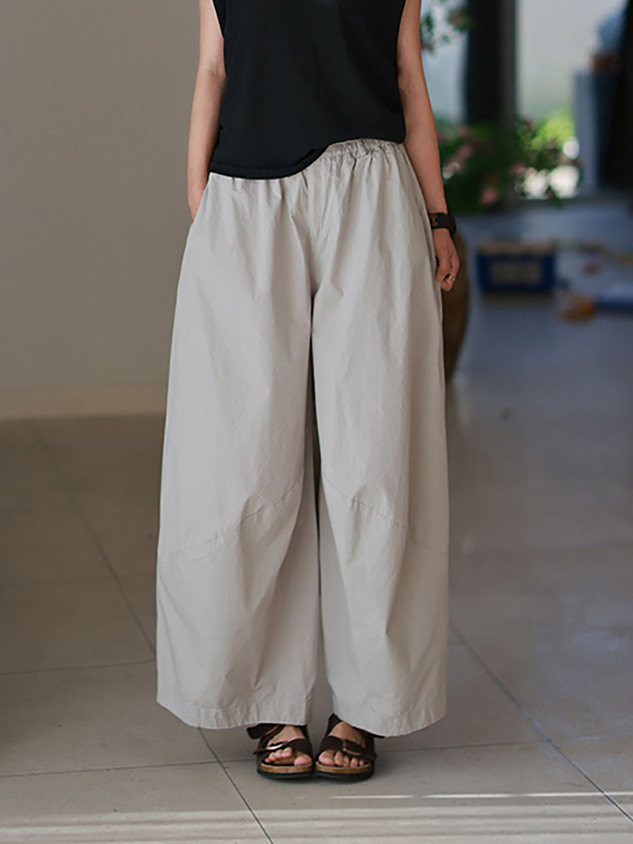 Plus Size Women Summer Casual Pure Color 100%Cotton Harem Pants