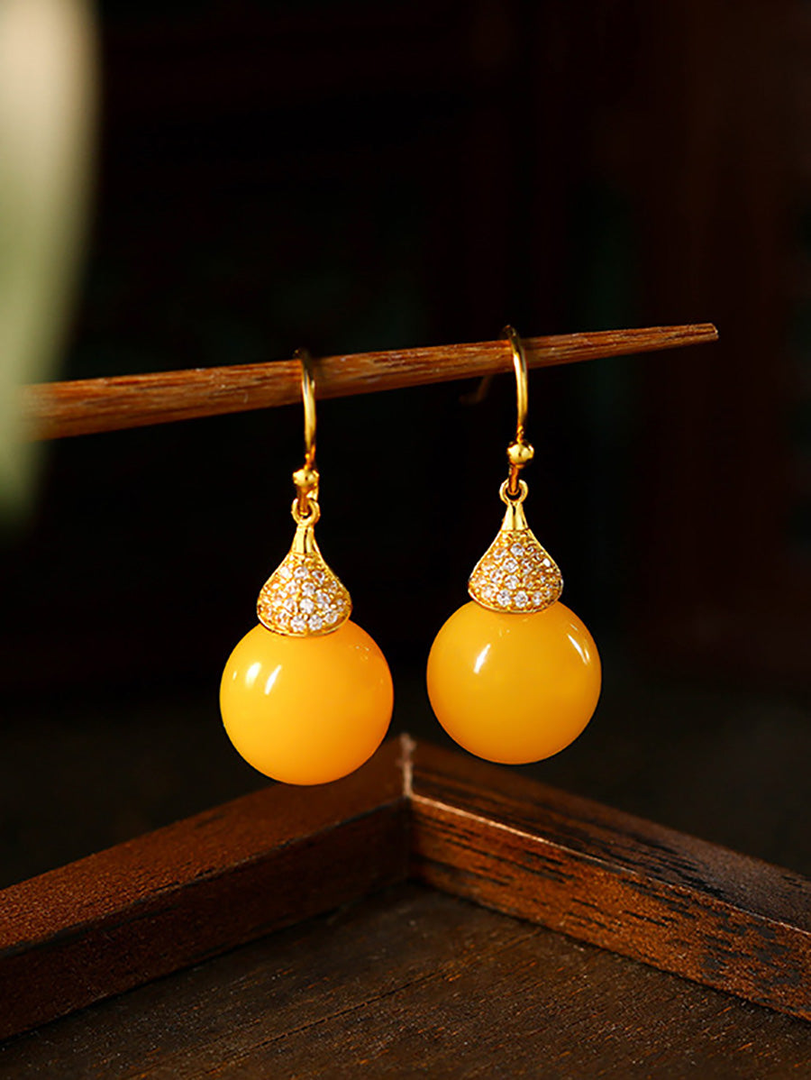 Women Artsy Yellow Beeswax Earrings