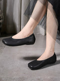 Women Summer Soft Leather Square Toe Shoes