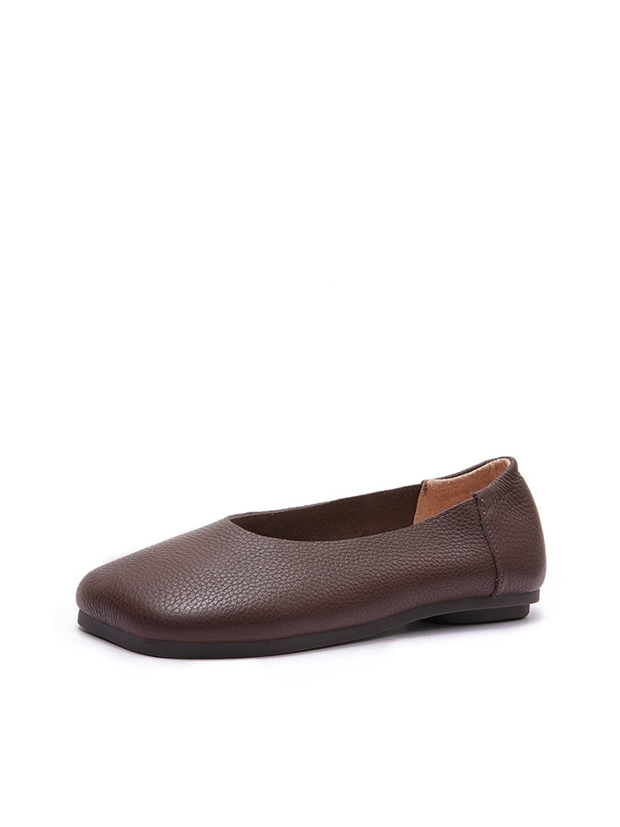 Women Summer Soft Leather Square Toe Shoes