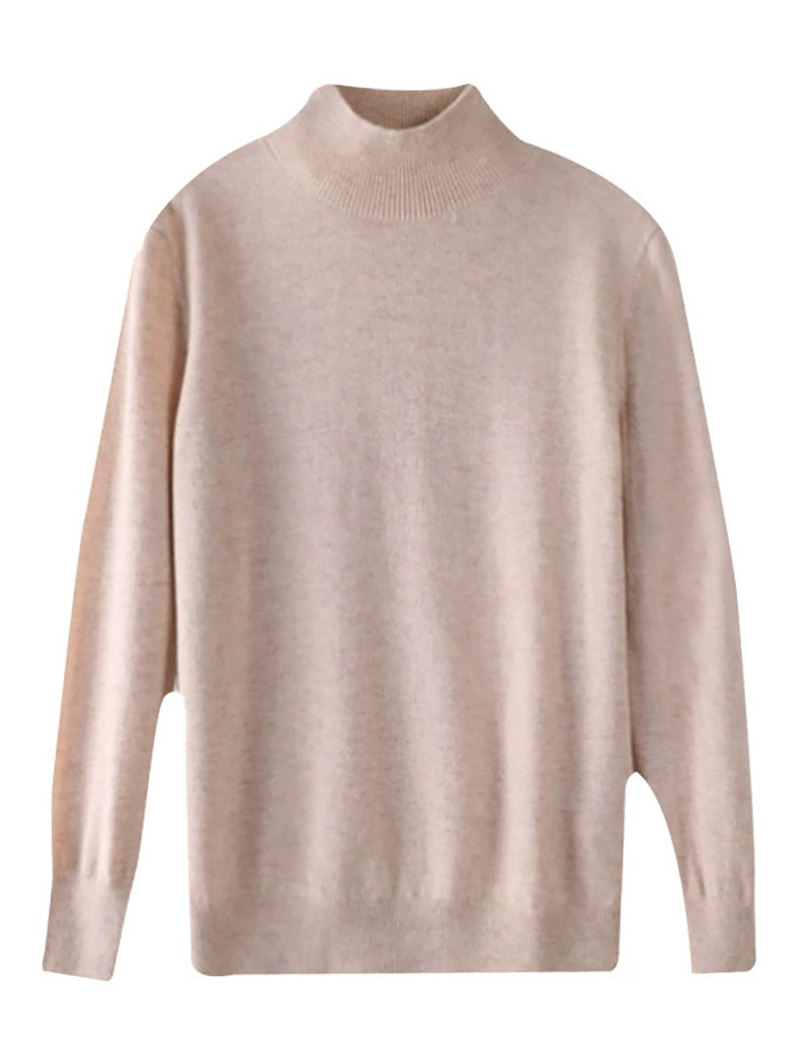 Women Autumn Casual Half-Turtleneck Wool Sweater Blouse