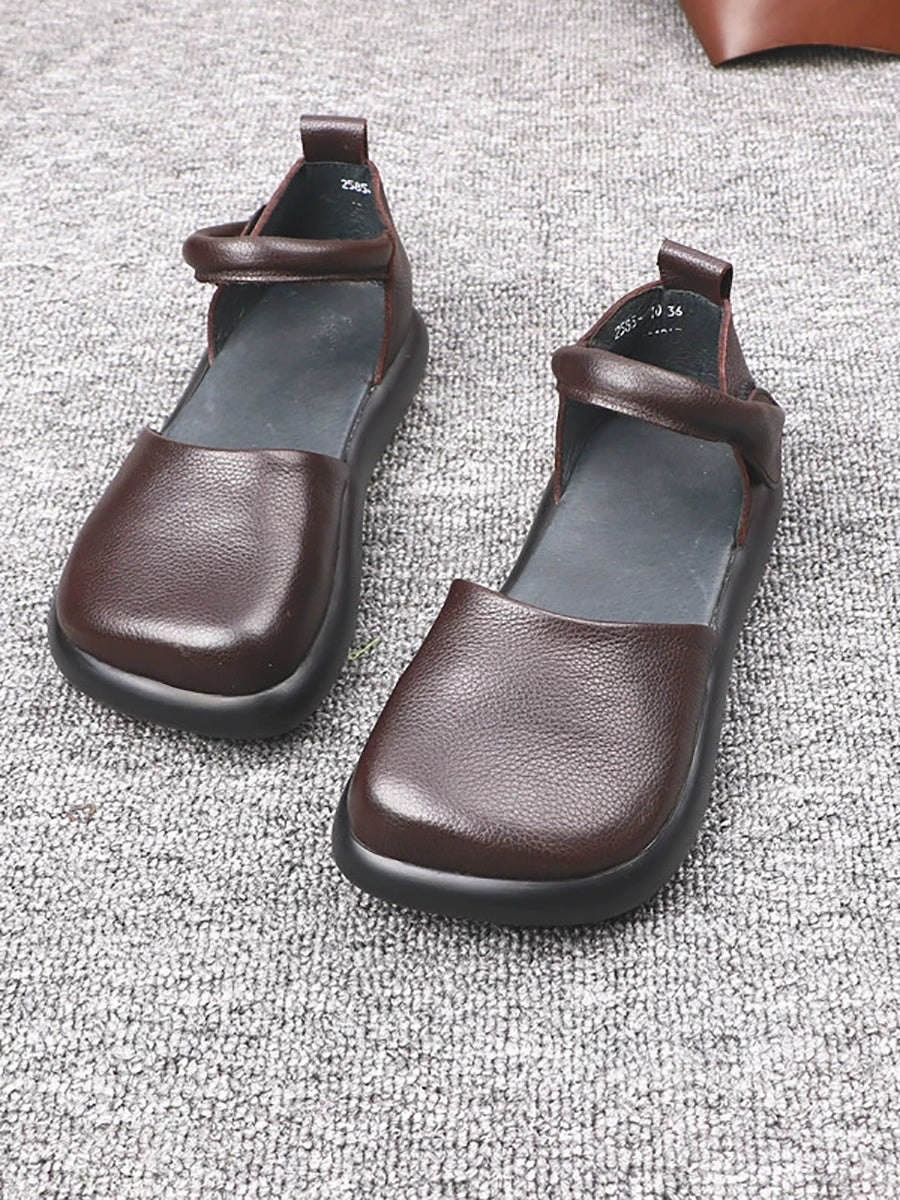 Women Vintage Genuine Leather Soft Flat Shoes