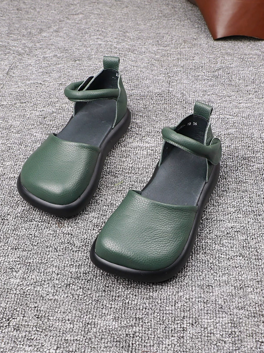 Women Vintage Genuine Leather Soft Flat Shoes