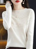 Women Autumn Elegant O-Neck Knitted Wool Sweater