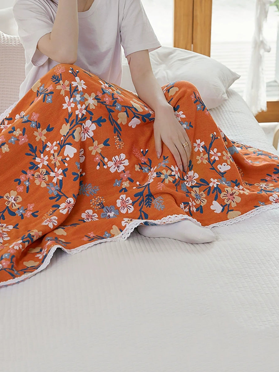 100%Cotton Flower Adult Lace Spliced Bath Towel