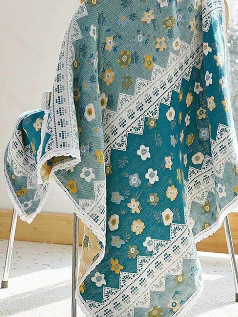100%Cotton Flower Adult Lace Spliced Bath Towel