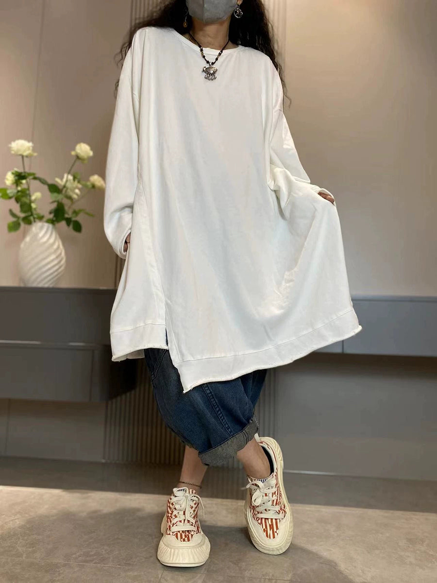 Plus Size Women Casual Autumn Cotton Long Blouse