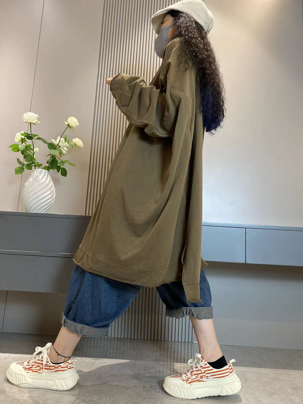 Plus Size Women Casual Autumn Cotton Long Blouse